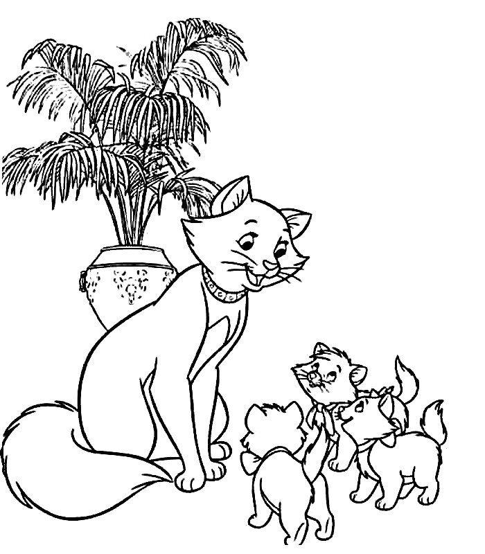 coloriage aristochat les chatons et leur maman